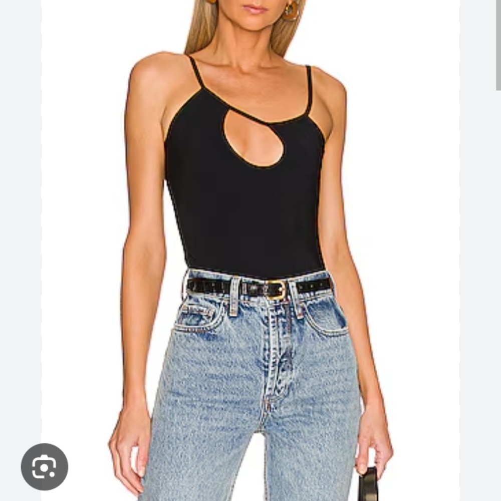 Alix NYC Black Dorset Asymmetrical Cutout Bodysuit